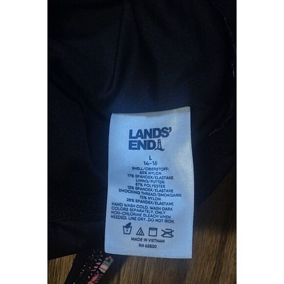 Lands End Paisley Textured Slimming One-piece Bathingsuit Women's Size Large - Picture 3 of 3